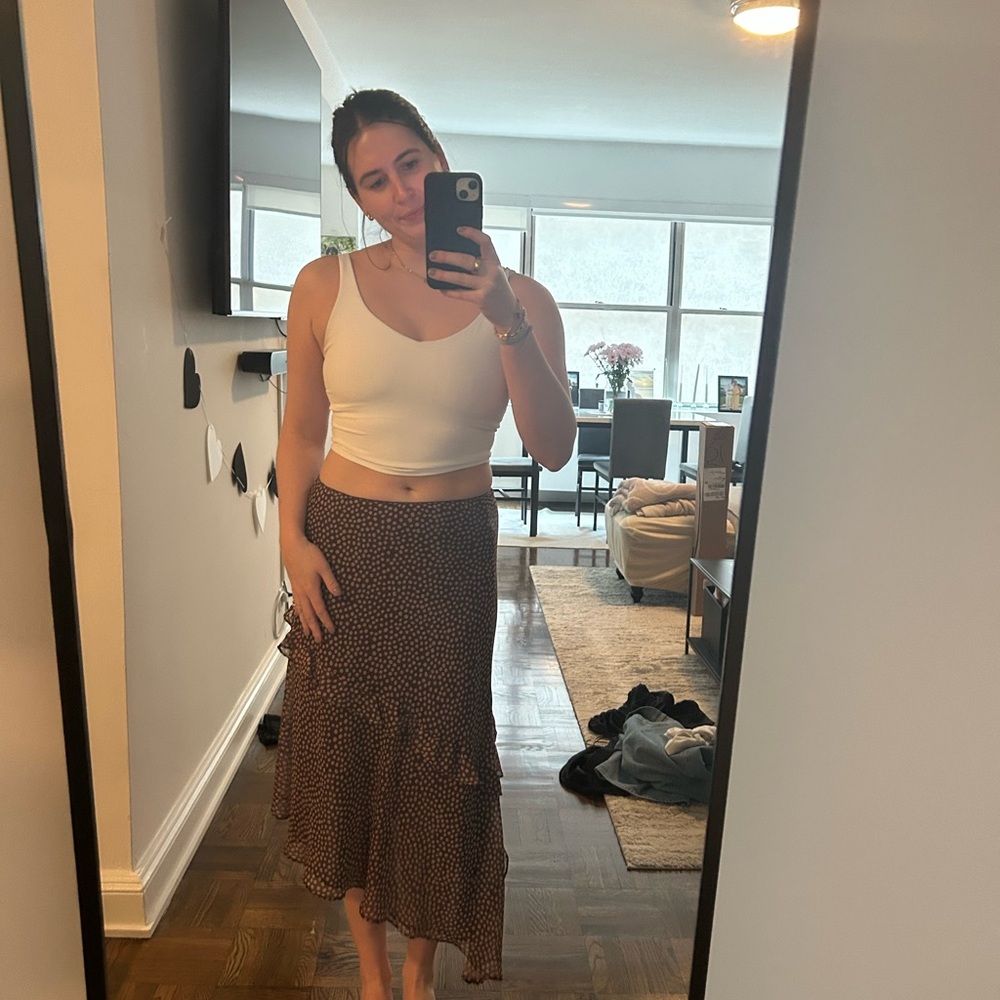 Zara Brown Polka Dot Maxi Skirt